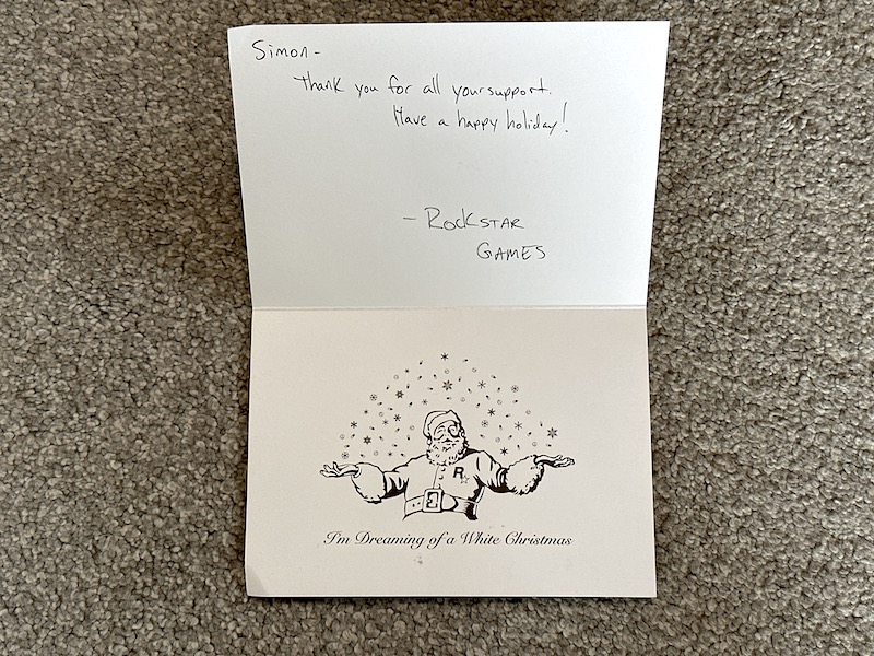 Rockstar Games Reindeer Christmas Card Inside
