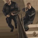 Artwork showing two cops with shotguns climbins the stairs. | Views: 3471